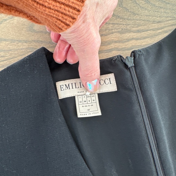 Emilio Pucci Black/Cream Wool Fitted Midi Dress Size 8- runs small - Picture 2 of 5